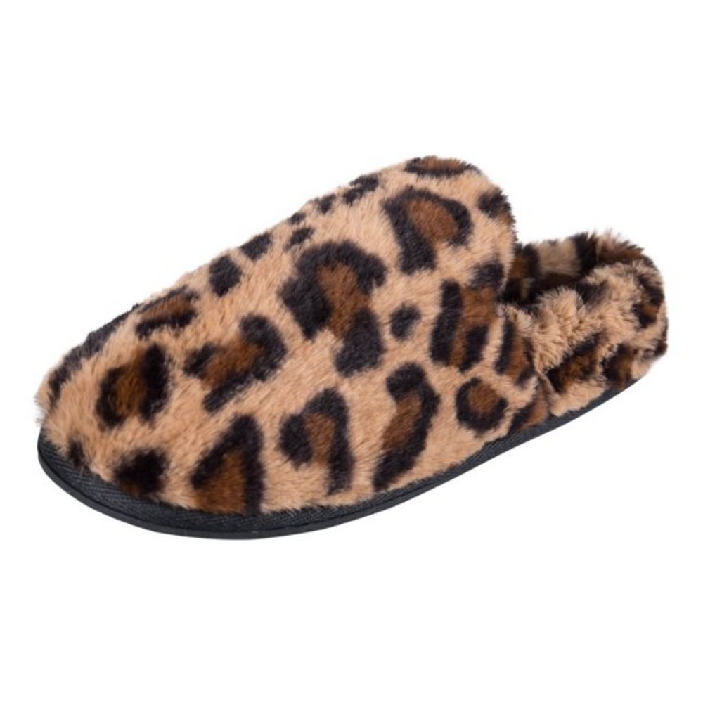 JESSICA SIMPSON Plush Memory Foam Leopard Slippers XL (9-10)